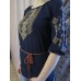 Embroidered  blouse "Fantastic Flowers Brown on Black"