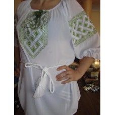 Embroidered  blouse "Chiffon Weaving Lime on White"