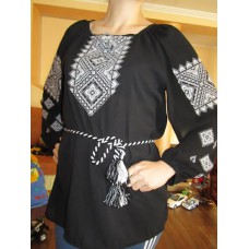 Embroidered  blouse "Diamonds White on Black"