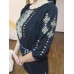 Embroidered  blouse "Shining Moon Bronze on Black 1/2 sleeve"