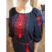 Embroidered  blouse "Shining Moon Red on Blue"