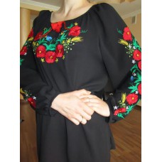 Embroidered  blouse "Poppies on Black"