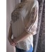 Embroidered  blouse "Oriental Curves Brown on White 1/2 sleeves"