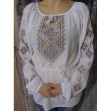 Embroidered  blouse "Diamonds Yellow&Blue"