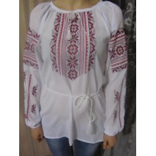 Embroidered  blouse "Magic Triangles Red on White"