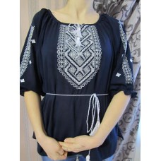 Embroidered  blouse "Chiffon Weaving White on Black"