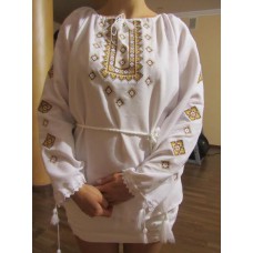 Embroidered  blouse "Twinkling Stars Golden on White"