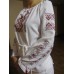 Embroidered  blouse "Ornaments Brown&Red on White"