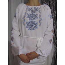 Embroidered  blouse "Spring Diamonds Blue&Yellow"