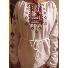 Embroidered  blouse "Twinkling Stars Red on White"