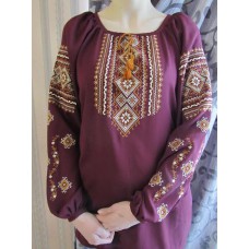 Embroidered  blouse "Fantastic Flowers Golden on Mauve"