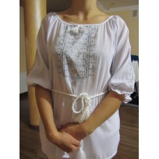 Embroidered  blouse "Oriental curves Silver on White"