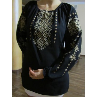 Embroidered  blouse "Shining Moon Bronze on Black"