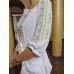 Embroidered  blouse "Oriental Curves Lime on White"