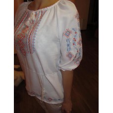 Embroidered  blouse "Fantastic Flowers Orange&Blue"