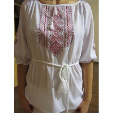 Embroidered  blouse "Fantastic Flowers Red on White"