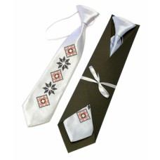 Embroidered tie for a boy "White Symbol"