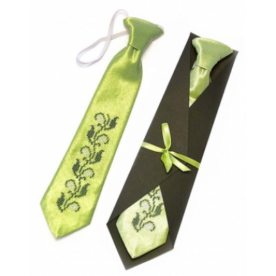 Embroidered tie for a boy "Green"