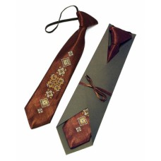 Embroidered tie for a boy "Brown"