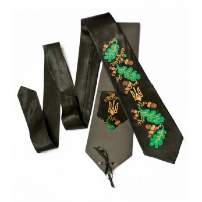 Embroidered tie for men "Oak Tree"