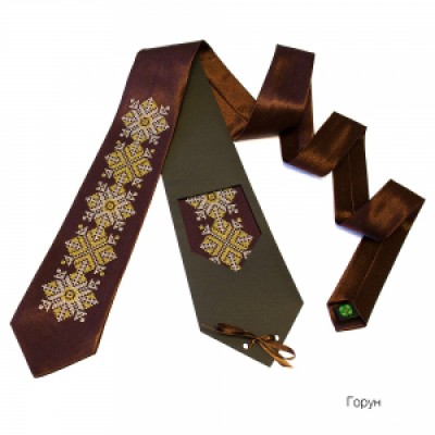 Embroidered tie for men "Embroidered Brown 2"