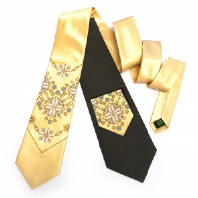 Embroidered tie for men "Stylish Beige"