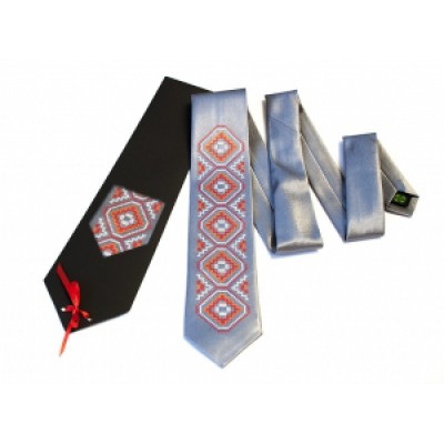 Embroidered tie for men "Stylish Grey"
