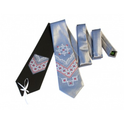 Embroidered tie for men "Embroidered Blue"