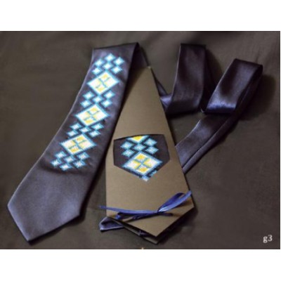 Embroidered tie for men "Shining Blue"