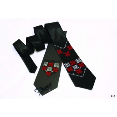 Embroidered tie for men "Shining Black"