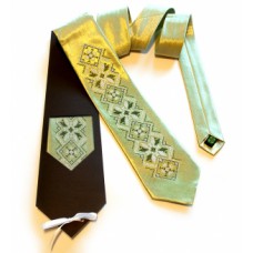 Embroidered tie for men "Embroidered Golden"