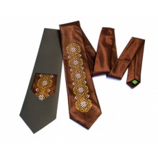 Embroidered tie for men "Embroidered Brown"