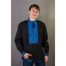 Embroidered shirt "Blue on Black"