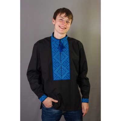 Embroidered shirt "Blue on Black"