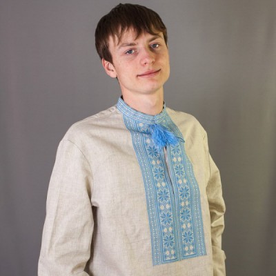 Embroidered shirt "Blue Ornament"