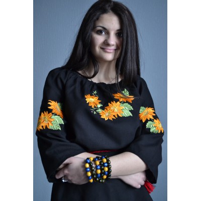 Embroidered  blouse "Sunflowers in Sunset 1"