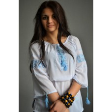 Embroidered  blouse "Fantastic Roses Blue"