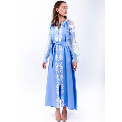 Embroidered Boho Dress "Blue Story"